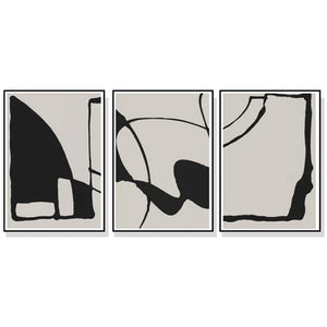 NNEDSZ Wall Art 60cmx90cm Black Beige 3 Sets Black Frame Canvas