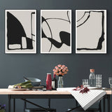 NNEDSZ Wall Art 60cmx90cm Black Beige 3 Sets Black Frame Canvas