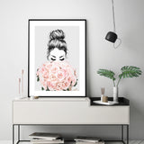 NNEDSZ Wall Art 100cmx150cm Roses Girl Black Frame Canvas