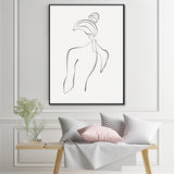 NNEDSZ Wall Art 60cmx90cm Woman Back Line Art Black Frame Canvas