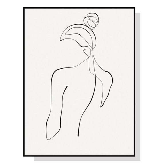 NNEDSZ Wall Art 80cmx120cm Woman Back Line Art Black Frame Canvas