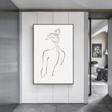 NNEDSZ Wall Art 80cmx120cm Woman Back Line Art Black Frame Canvas