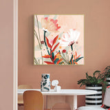NNEDSZ Wall Art 90cmx90cm Native Floral Gold Frame Canvas