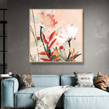 NNEDSZ Wall Art 50cmx50cm Native Floral Gold Frame Canvas