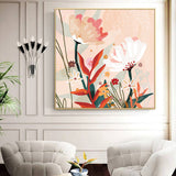 NNEDSZ Wall Art 70cmx70cm Native Floral Gold Frame Canvas