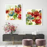 NNEDSZ Wall Art 80cmx80cm Rosewater Garden By Carol Robinson 2 Sets White Frame Canvas