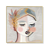 NNEDSZ Wall Art 40cmx40cm Calm Girl Gold Frame Canvas