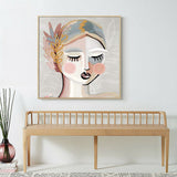 NNEDSZ Wall Art 40cmx40cm Calm Girl Gold Frame Canvas