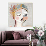 NNEDSZ Wall Art 90cmx90cm Calm Girl Gold Frame Canvas