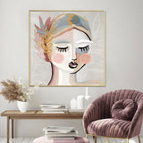 NNEDSZ Wall Art 80cmx80cm Calm Girl Gold Frame Canvas