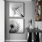 NNEDSZ Wall Art 70cmx70cm Black and white dandelion 2 Sets Black Frame Canvas