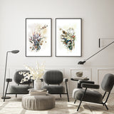 NNEDSZ Wall Art 80cmx120cm Berries And Protea 2 Sets Black Frame Canvas