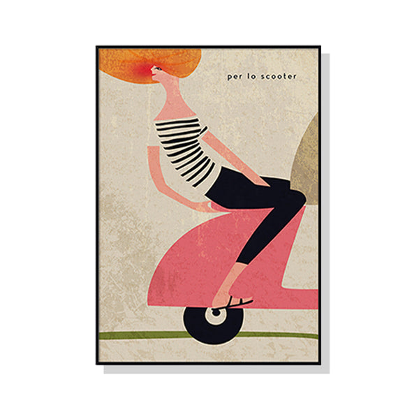NNEDSZ Wall Art 80cmx120cm Scooter Black Frame Canvas