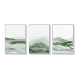 NNEDSZ Wall Art 40cmx60cm Sage Green 3 Sets White Frame Canvas
