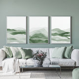 NNEDSZ Wall Art 40cmx60cm Sage Green 3 Sets White Frame Canvas