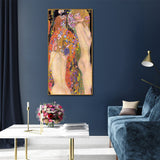NNEDSZ Wall Art 60cmx120cm Water Serpents By Gustav Klimt Gold Frame Canvas