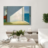 NNEDSZ Wall Art 70cmx100cm Room By The Sea By Edward Hopper White Frame Canvas
