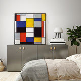 NNEDSZ Wall Art 50cmx50cm Large Composition A By Piet Mondrian Black Frame Canvas