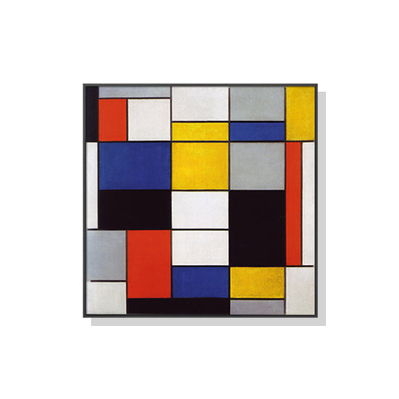 NNEDSZ Wall Art 70cmx70cm Large Composition A By Piet Mondrian Black Frame Canvas