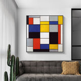 NNEDSZ Wall Art 80cmx80cm Large Composition A By Piet Mondrian Black Frame Canvas