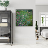 NNEDSZ Wall Art 100cmx100cm Italian garden by Gustav Klimt Black Frame Canvas