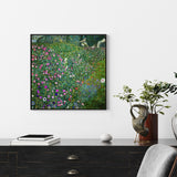 NNEDSZ Wall Art 70cmx70cm Italian garden by Gustav Klimt Black Frame Canvas