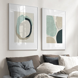 NNEDSZ Wall Art 40cmx60cm Abstract Green Circle 2 Sets White Frame Canvas