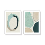 NNEDSZ Wall Art 70cmx100cm Abstract Green Circle 2 Sets White Frame Canvas