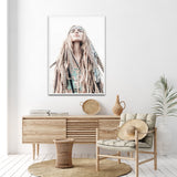 NNEDSZ Wall Art 40cmx60cm BOHO Girl White Frame Canvas
