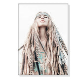NNEDSZ Wall Art 90cmx135cm BOHO Girl White Frame Canvas