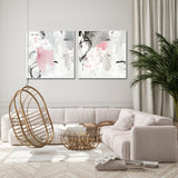 NNEDSZ Wall Art 40cmx40cm Abstract Pink Grey 2 Sets White Frame Canvas