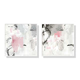 NNEDSZ Wall Art 80cmx80cm Abstract Pink Grey 2 Sets White Frame Canvas