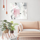 NNEDSZ Wall Art 80cmx80cm Abstract Pink Grey 2 Sets White Frame Canvas