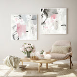 NNEDSZ Wall Art 100cmx100cm Abstract Pink Grey 2 Sets White Frame Canvas