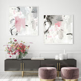 NNEDSZ Wall Art 50cmx50cm Abstract Pink Grey 2 Sets White Frame Canvas