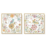 NNEDSZ Wall Art 90cmx90cm Floral birds 2 Sets Gold Frame Canvas