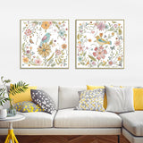 NNEDSZ Wall Art 100cmx100cm Floral birds 2 Sets Gold Frame Canvas