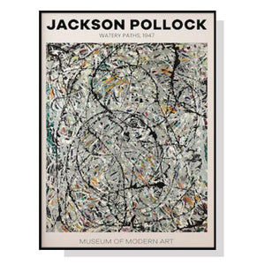 NNEDSZ Wall Art 90cmx135cm Jackson Pollock Exhibition III Black Frame Canvas