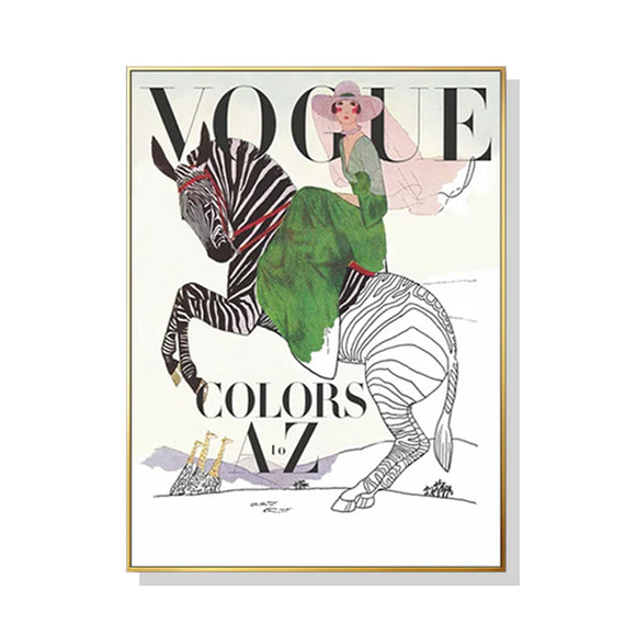 NNEDSZ Wall Art 90cmx135cm Vogue Lady Gold Frame Canvas