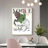 NNEDSZ Wall Art 90cmx135cm Vogue Lady Gold Frame Canvas
