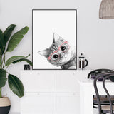 NNEDSZ Wall Art 40cmx60cm Cat With Glasses Black Frame Canvas