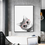 NNEDSZ Wall Art 40cmx60cm Cat With Glasses Black Frame Canvas