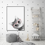 NNEDSZ Wall Art 90cmx135cm Cat With Glasses Black Frame Canvas