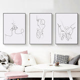 NNEDSZ Wall Art 80cmx120cm Couples 3 Sets Black Frame Canvas