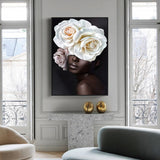 NNEDSZ Wall Art 40cmx60cm Flower African Woman Black Frame Canvas