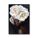 NNEDSZ Wall Art 100cmx150cm Flower African Woman Black Frame Canvas