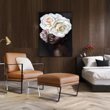 NNEDSZ Wall Art 100cmx150cm Flower African Woman Black Frame Canvas