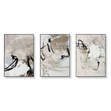 NNEDSZ Wall Art 70cmx100cm Modern Abstract Beige 3 Sets Black Frame Canvas
