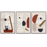 NNEDSZ Wall Art 80cmx120cm Abstract Line Art By 3 Sets Black Frame Canvas