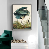 NNEDSZ Wall Art 90cmx135cm Great Blue Heron By John James Audubon Black Frame Canvas